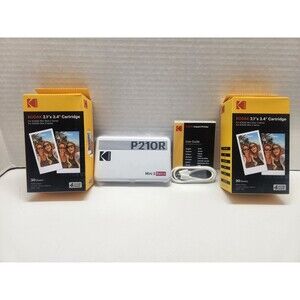 Kodak Mini 2 Retro P210R Bluetooth Photo Printer (2.1" x 3.4") White + 60 Sheets